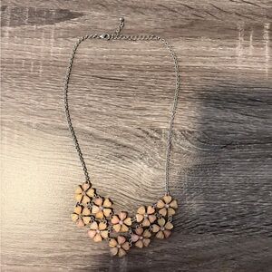 Floral Cluster Statement Necklace in Peachy Pink